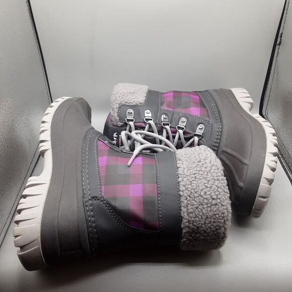 Storm By Cougar Carlisle Carlisle Boots Women's 8M Grey/Pink Plaid Lace-up 2 - Picture 5 of 9